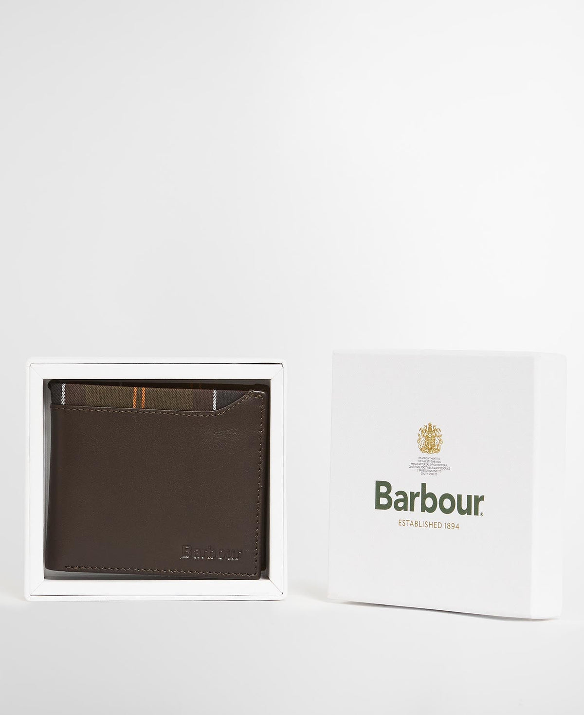 Barbour Brodick Leather/Tartan Billfold Wallet - Brown/Classic
