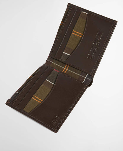 Barbour Brodick Leather/Tartan Billfold Wallet - Brown/Classic