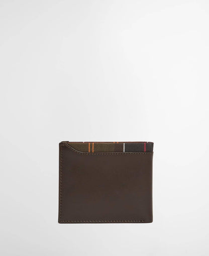 Barbour Brodick Leather/Tartan Billfold Wallet - Brown/Classic
