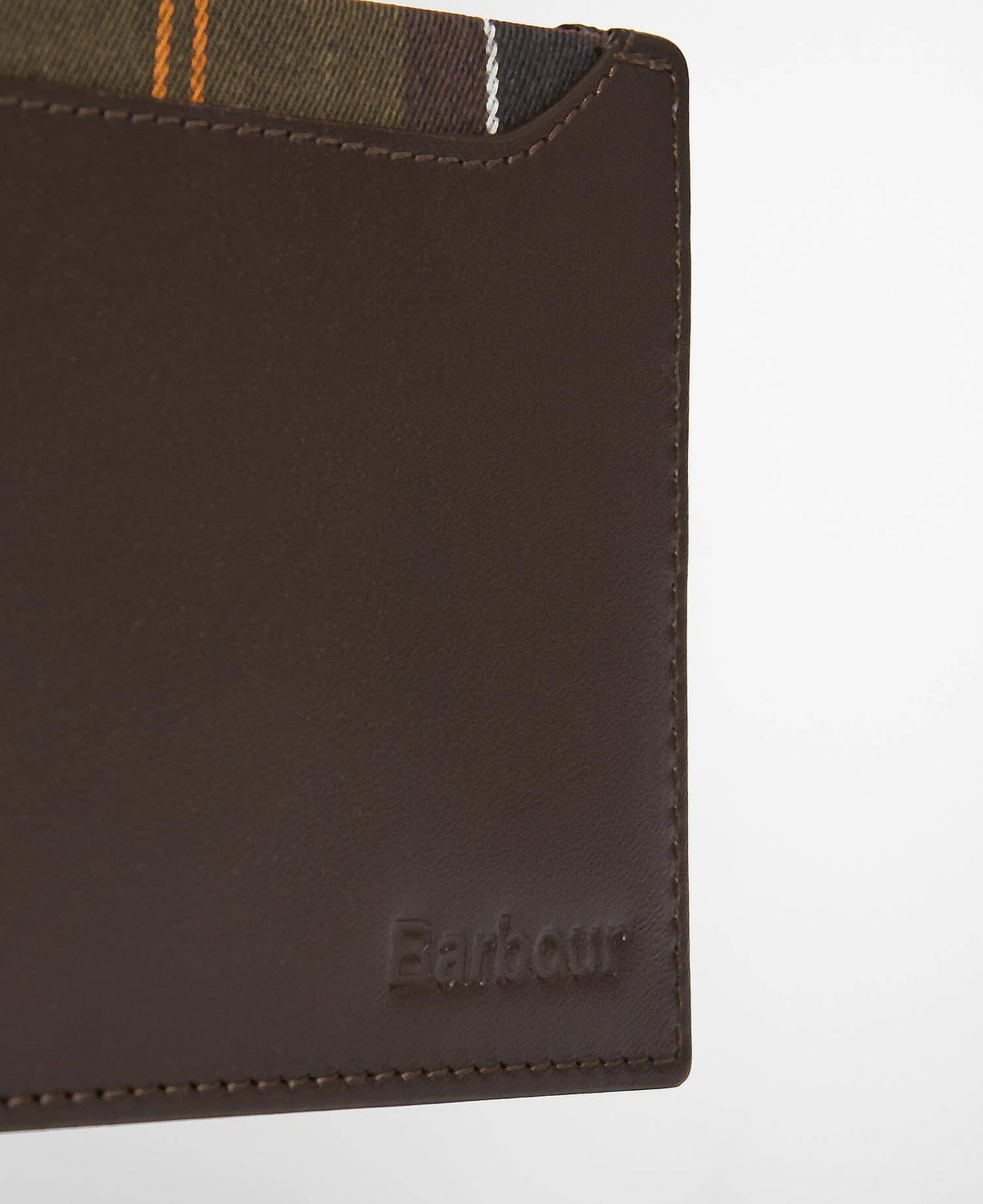 Barbour Brodick Leather/Tartan Billfold Wallet - Brown/Classic