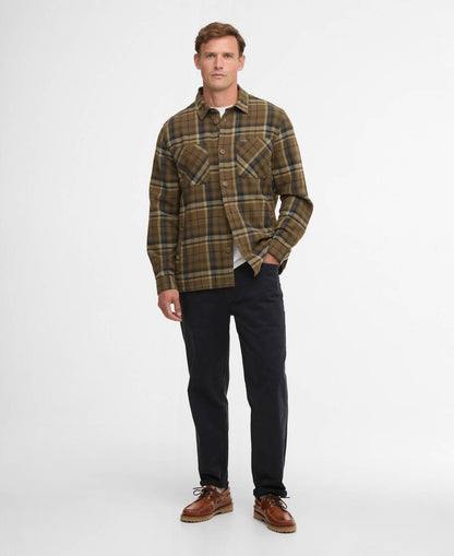 Barbour Trent Checked Overshirt Olive