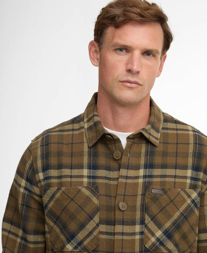 Barbour Trent Checked Overshirt Olive