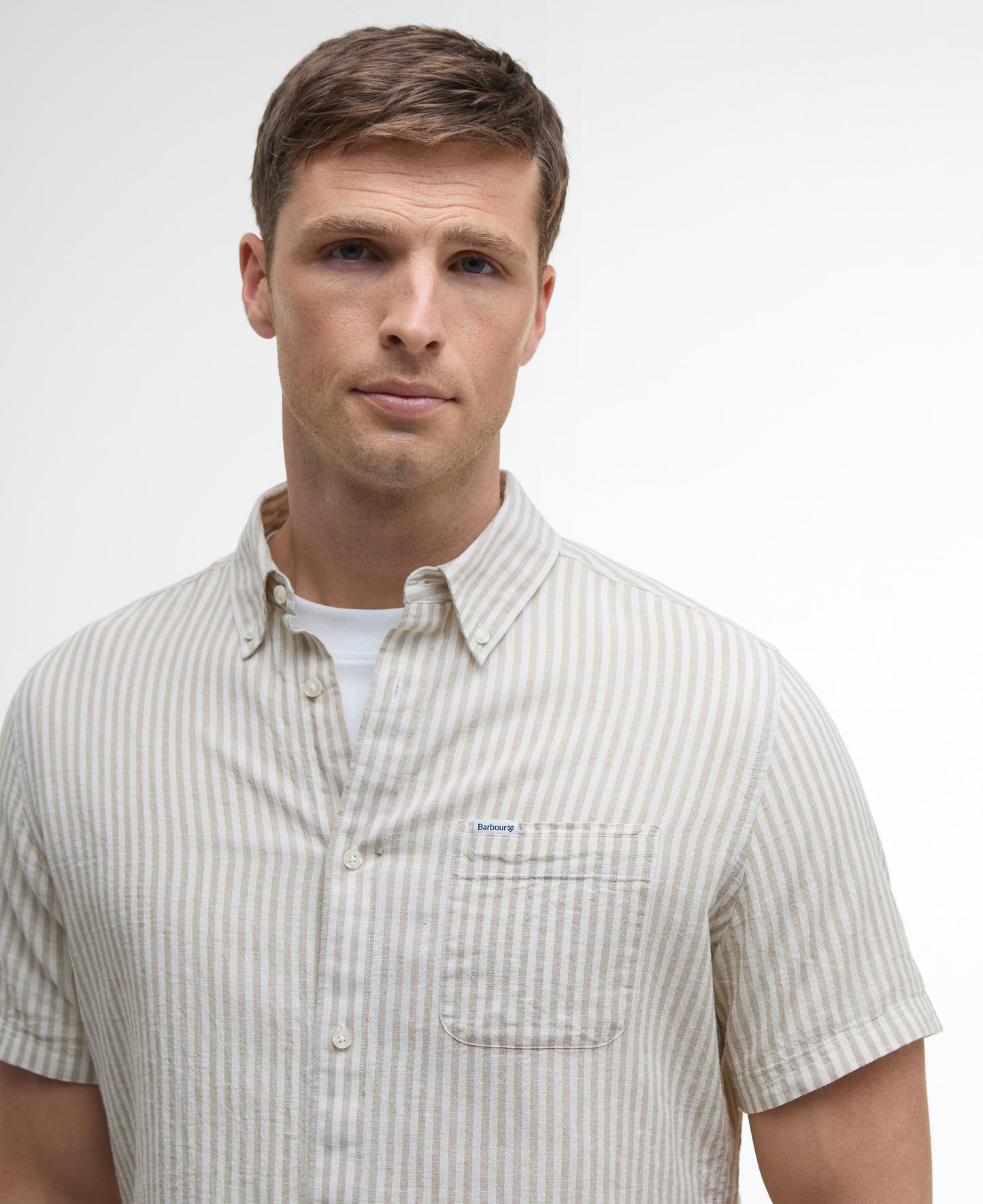 Barbour Fulbrook SS Tailored Stripe Shirt Stone