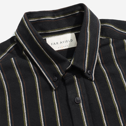 Far Afield Mod Brushed Kuki Stripe Shirt Grey/Multi