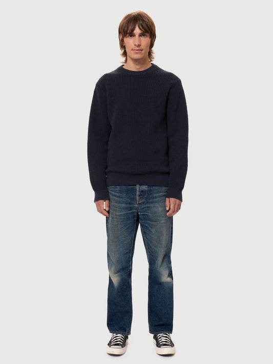 Nudie August Rib Cotton Navy