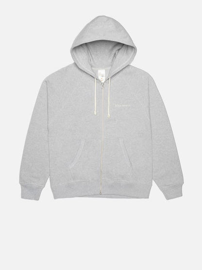 Nudie Gunde Logo Zip Hoodie Grey Melange