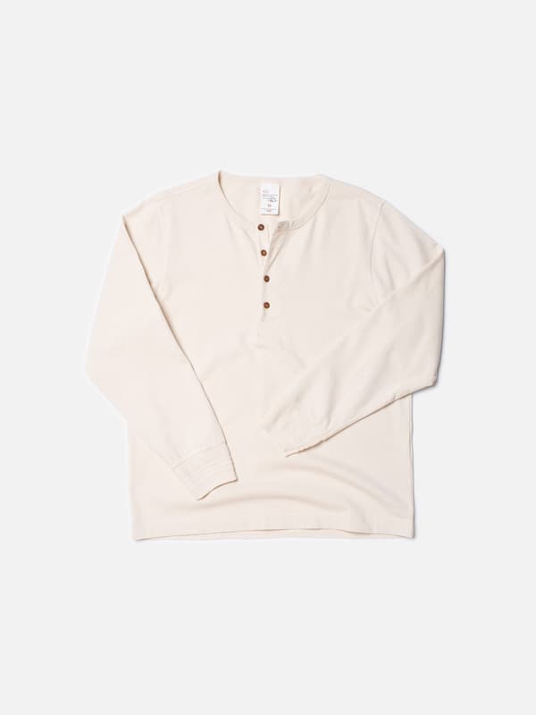 Nudie Long Sleeve Henley  Ecru