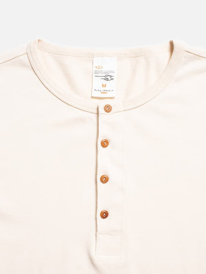 Nudie Long Sleeve Henley  Ecru