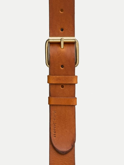 Nudie Pedersson Leather Belt Toffee Brown