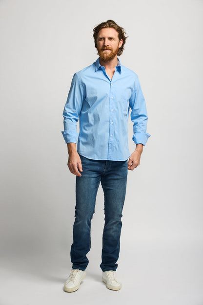 Easy Mondays Poplin Button up FW24 Washed blue