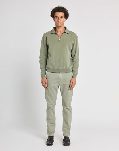 Pull-in Crew Neck Zip Leaf