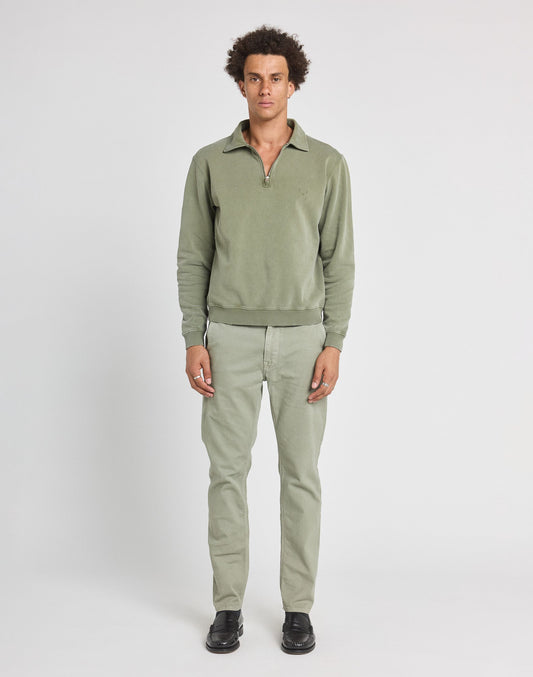 Pull-in Crew Neck Zip Leaf