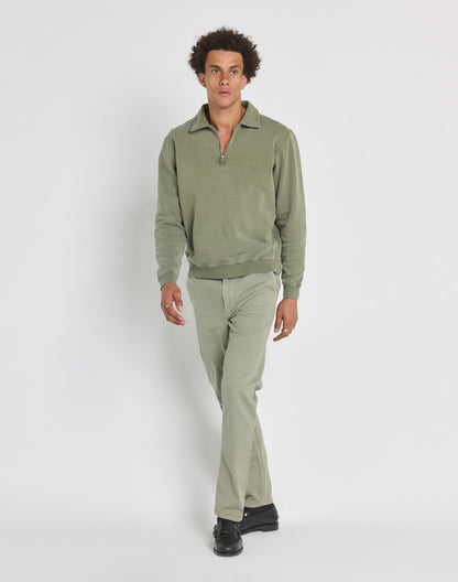 Pull-in Crew Neck Zip Leaf