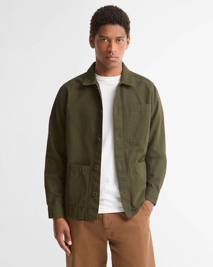 Barbour Tartan Trimmed Washed Overshirt - Sage