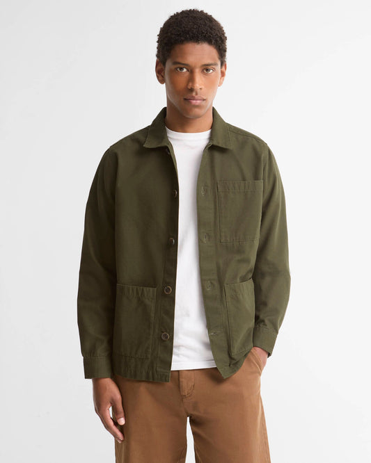 Barbour Tartan Trimmed Washed Overshirt - Sage
