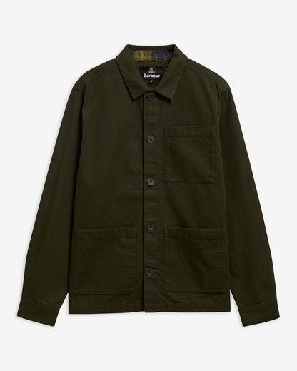 Barbour Tartan Trimmed Washed Overshirt - Sage