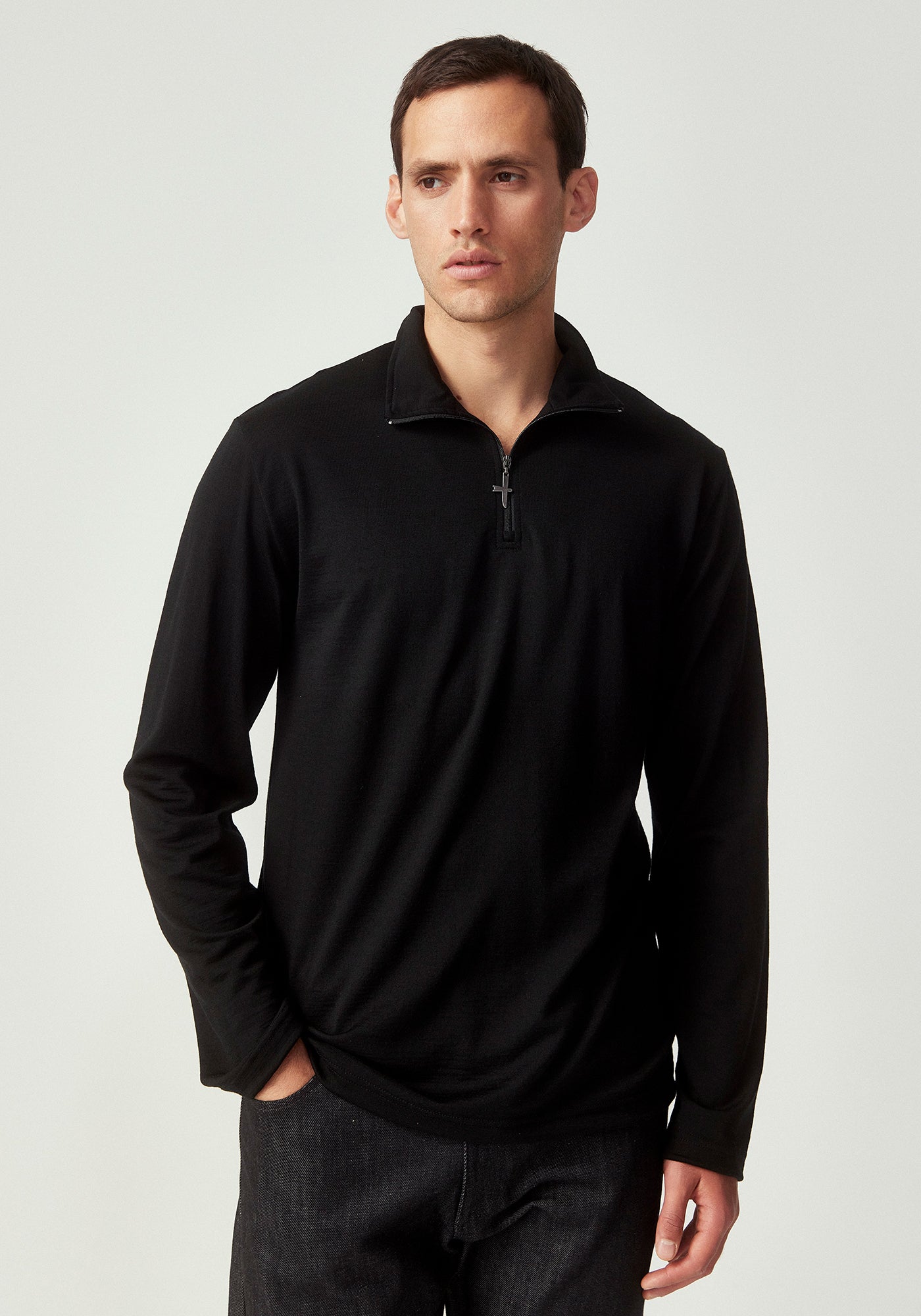 Untouched World Pua Zip Shirt - Black Knitted