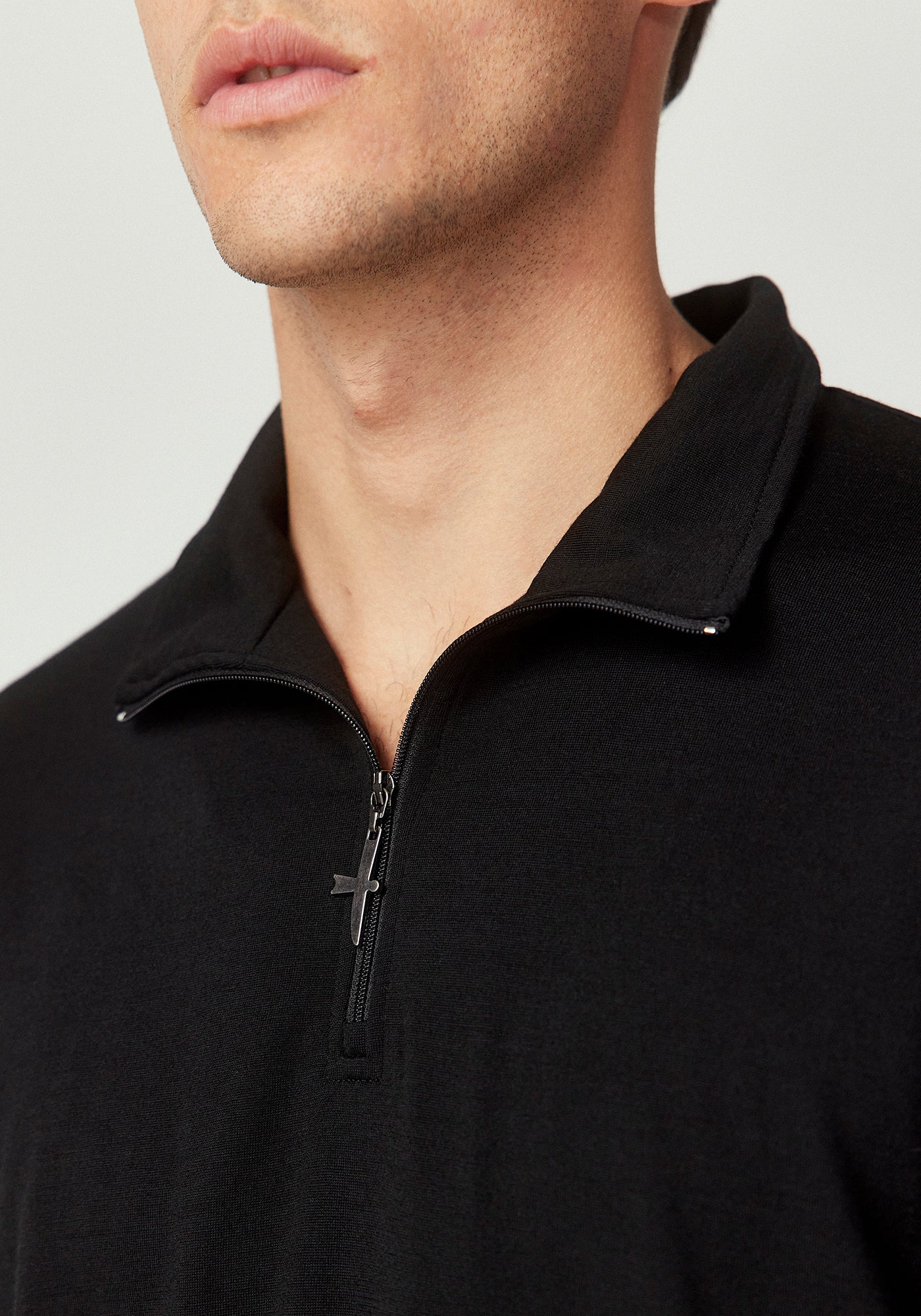 Untouched World Pua Zip Shirt - Black Knitted
