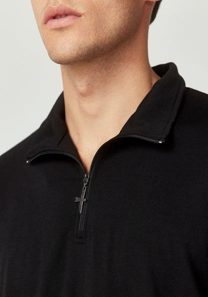Untouched World Pua Zip Shirt - Black Knitted