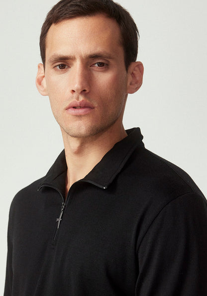 Untouched World Pua Zip Shirt - Black Knitted