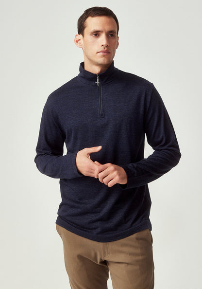 Untouched World Pua Zip Shirt - Dark Navy Knitted