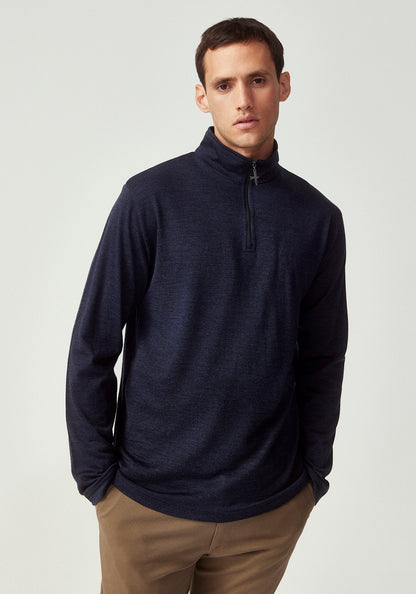 Untouched World Pua Zip Shirt - Dark Navy Knitted